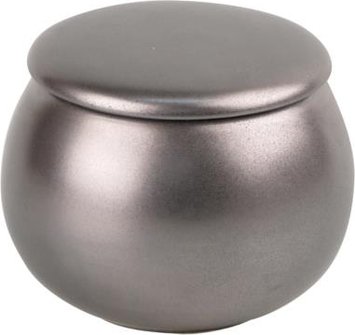 Tabaktopf Keramik rund silber für ca.100g Tabak/Made in Italy